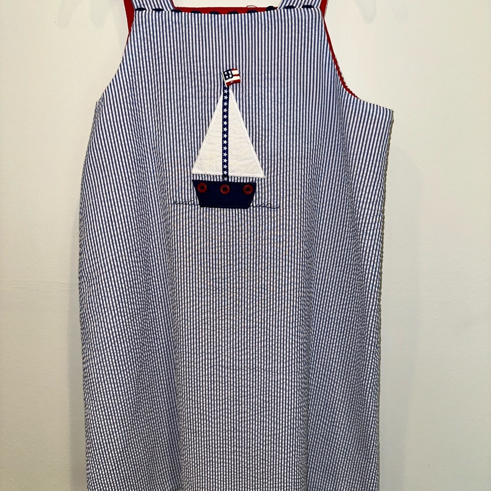 Striped Nautical Dress with Sailboat Design